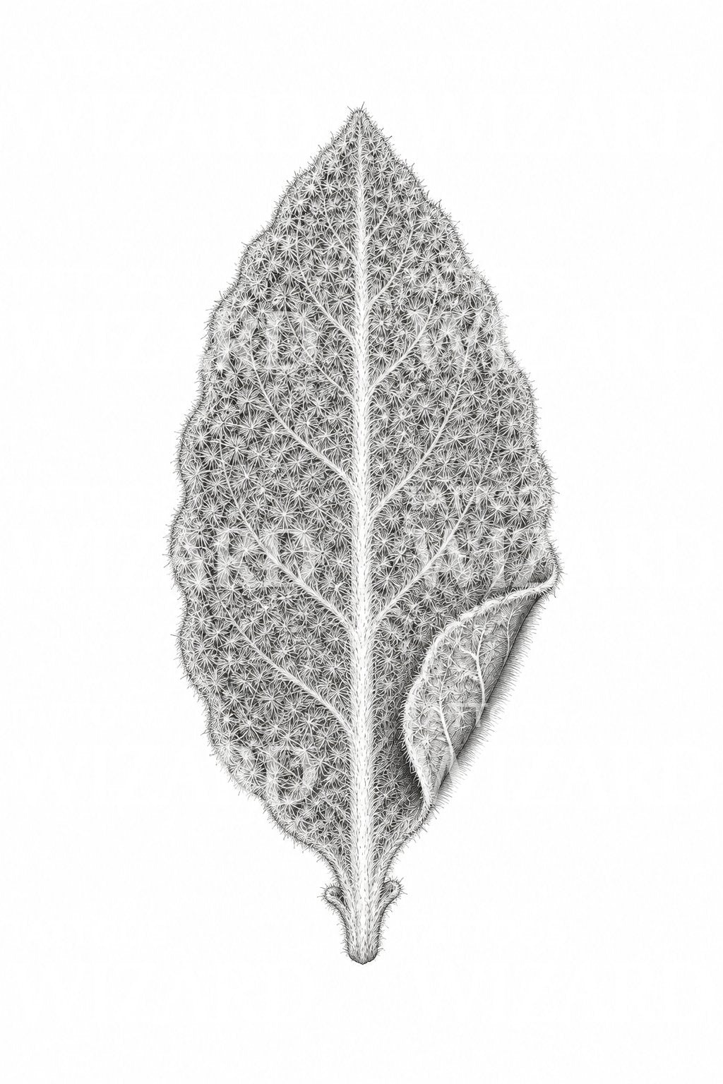 Desenho de tatuagem de folha aveludada de verbasco