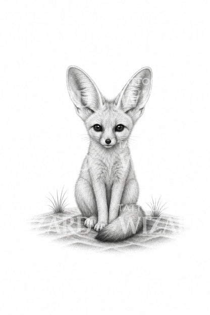 Aavikonhiekan fennekkikettu tatuointi-idea
