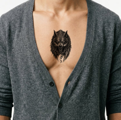 Fenrir Wolf Broken Chain Tattoo Design
