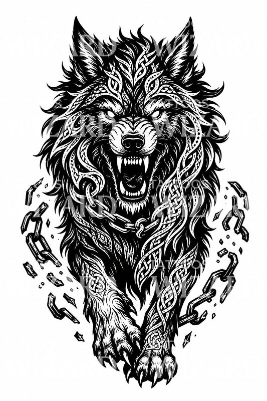 Fenrir ulv tatoveringsdesign