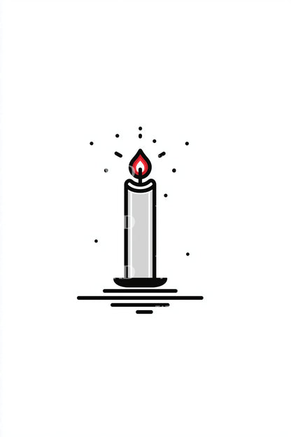 Festive Sparkle Candle Tattoo Illustration