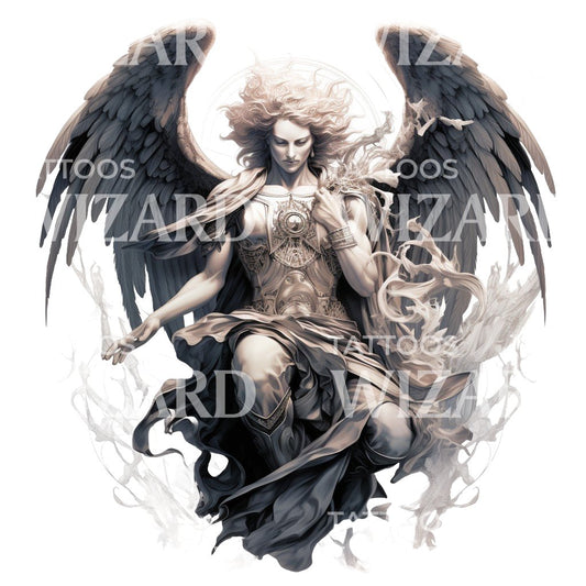Hermes Angel Greek God Tattoo Design
