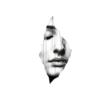 Beautiful Woman Face Ripped Paper Tattoo Design