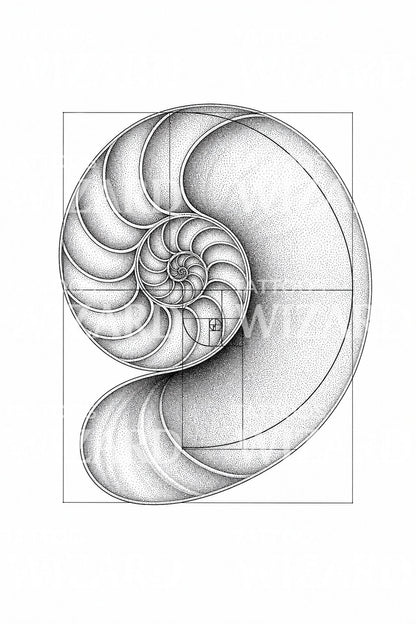 Tetovací design Fibonacciho spirály Nautilus