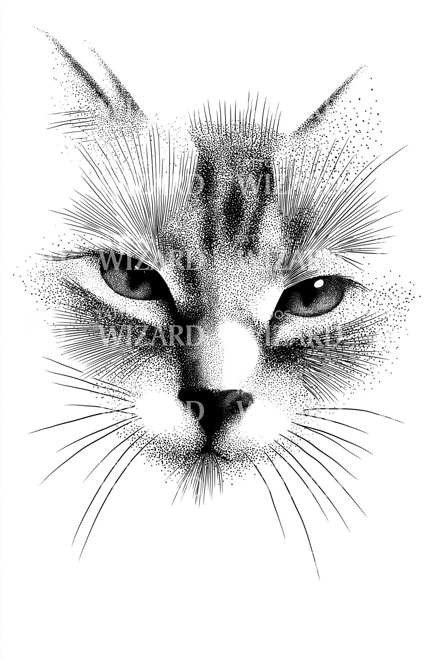 Fierce Cat Portrait Tattoo Design