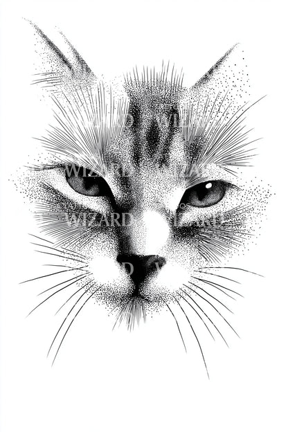 Fierce Cat Portrait Tattoo Design