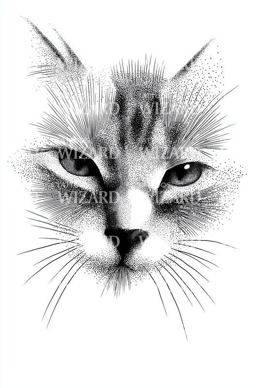 Fierce Cat Portrait Tattoo Design