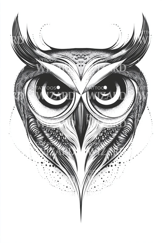 Fierce Owl Mask Tattoo Illustration