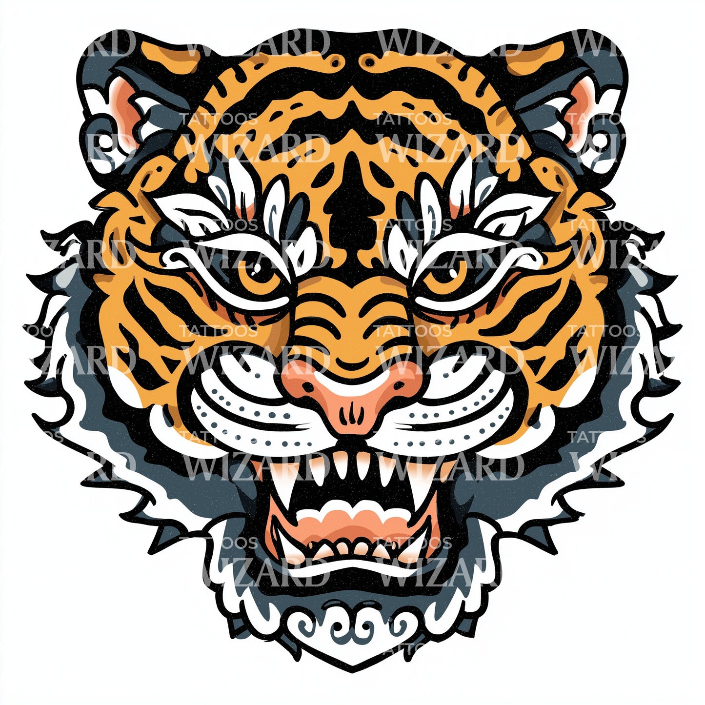 Fierce Roaring Tiger Tattoo Design