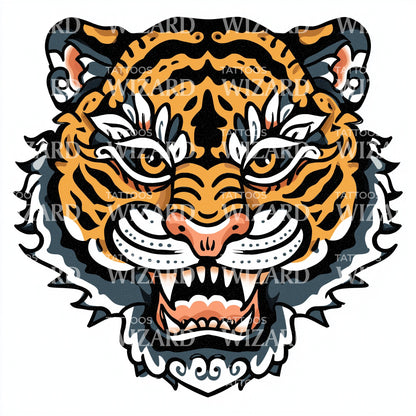 Fierce Roaring Tiger Tattoo Design