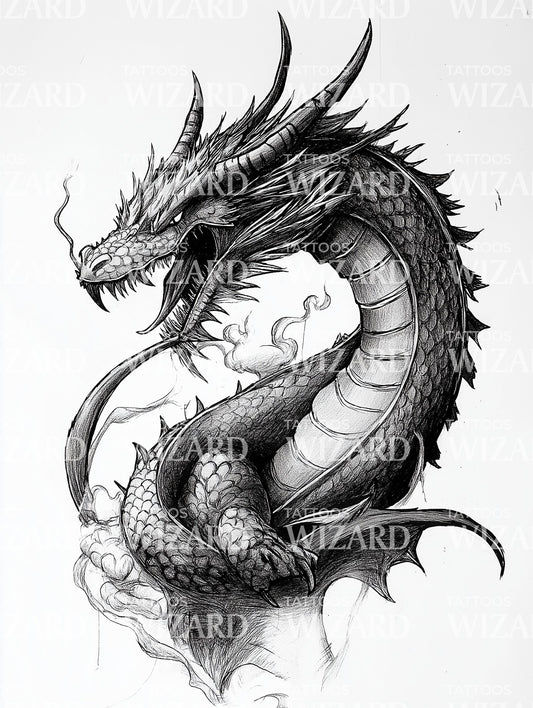 Fierce Serpent Dragon Tattoo Idee