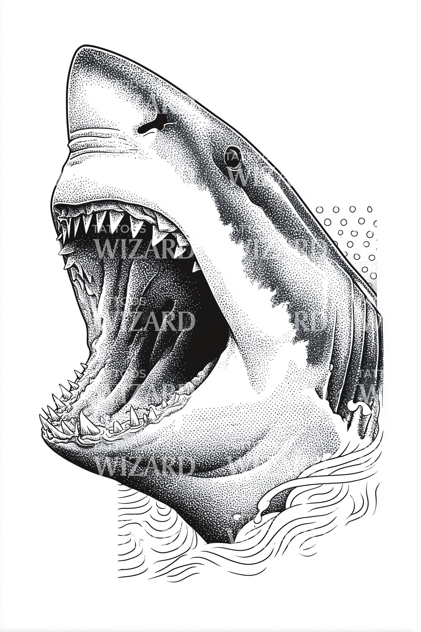 Fierce Shark Attack Tattoo Illustration