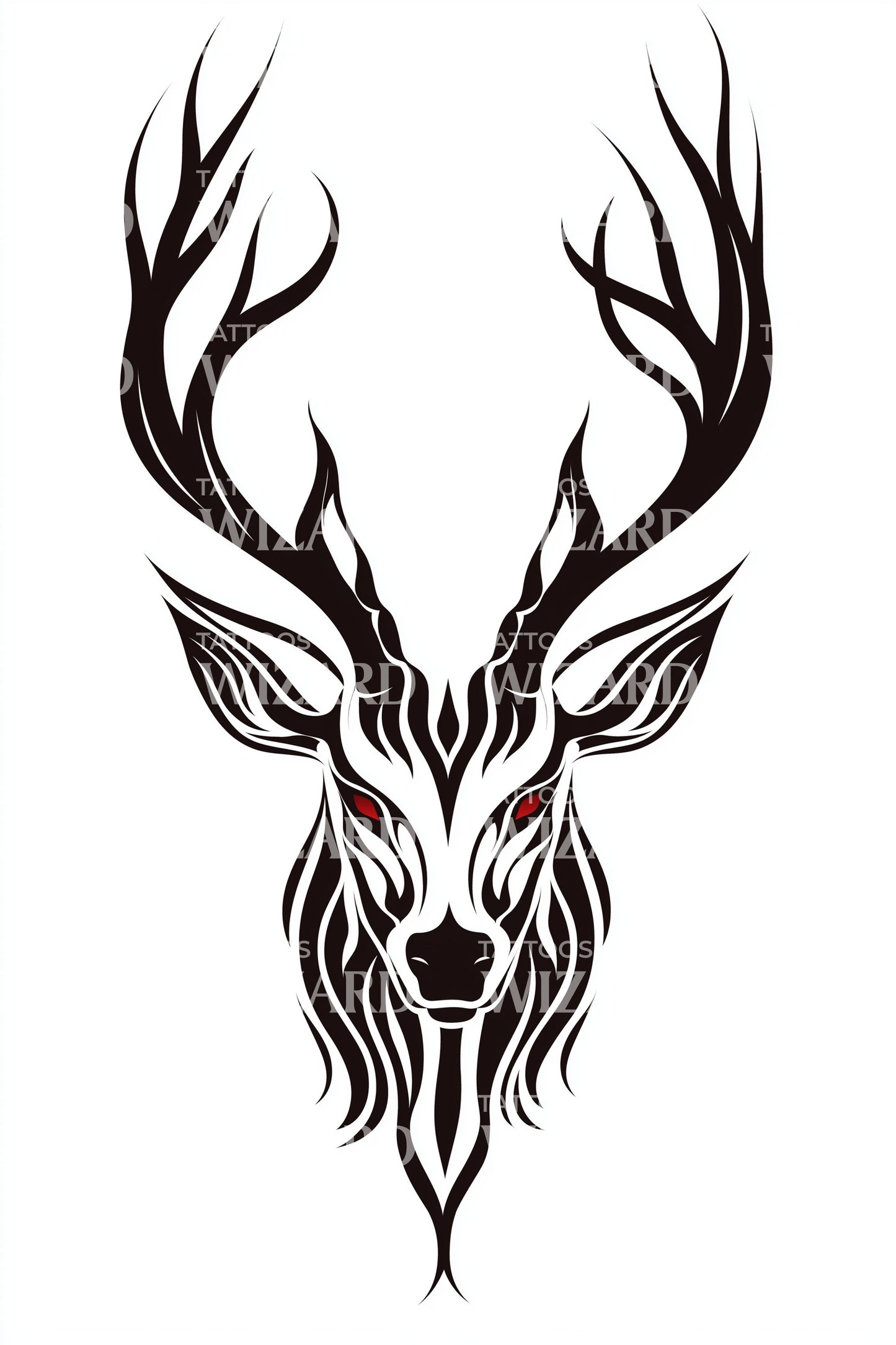 Fierce Stag Tribal Tattoo Design