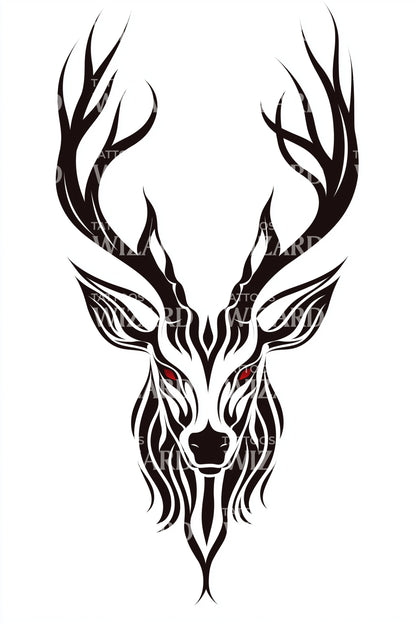 Fierce Stag Tribal Tattoo Design
