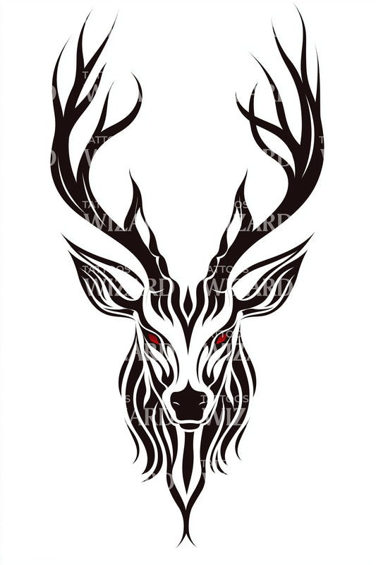 Fierce Stag Tribal Tattoo Design