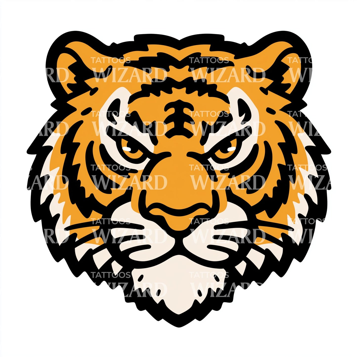 Fierce Tiger Emblem Tattoo Illustration
