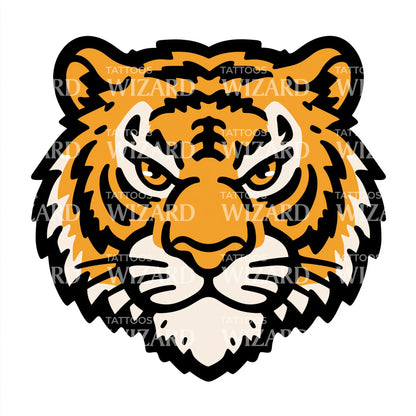 Fierce Tiger Emblem Tattoo Illustration