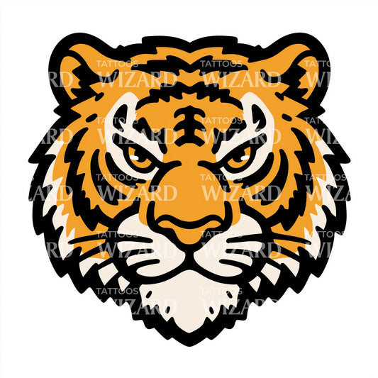 Fierce Tiger Emblem Tattoo Illustration
