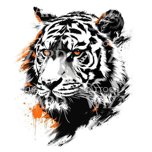 Conception de tatouage minimaliste de tigre féroce