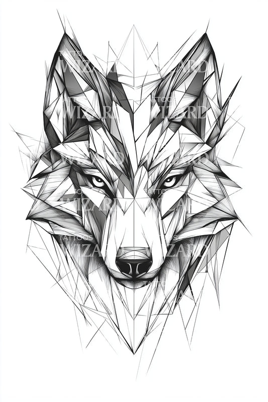 Croquis de tatouage de loup féroce