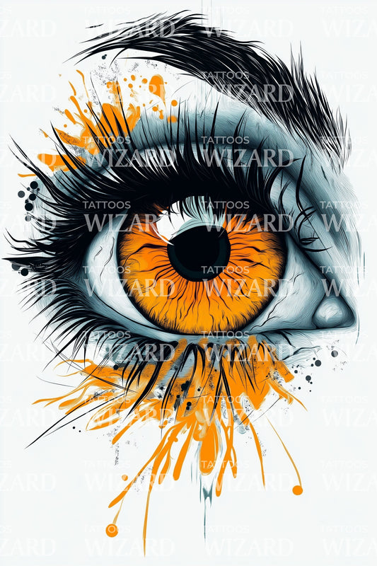 Fiery Amber Eye Tattoo Design