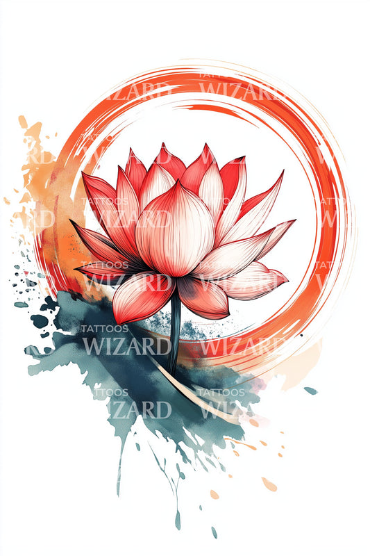 Fiery Lotus Aura Tattoo Design