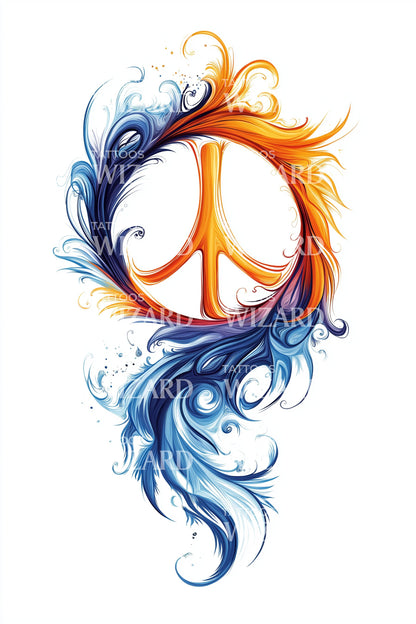 Fiery Peace Crest Tattoo Design