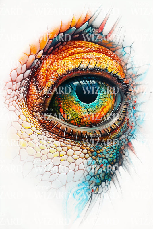 Fiery Reptile Eye Tattoo Design