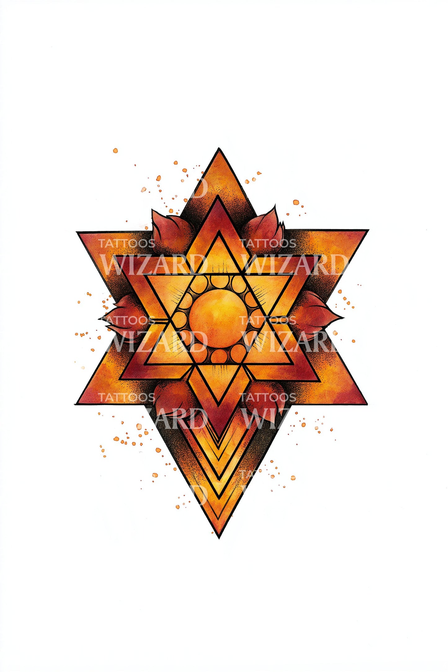 Vurige Ster Bloem Tattoo Ontwerp
