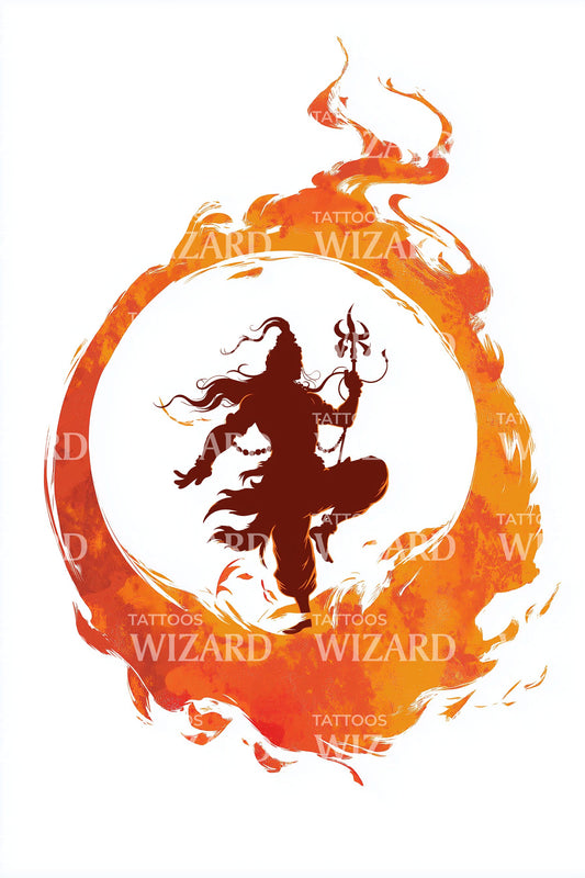 Fiery Warrior Circle Tattoo Design