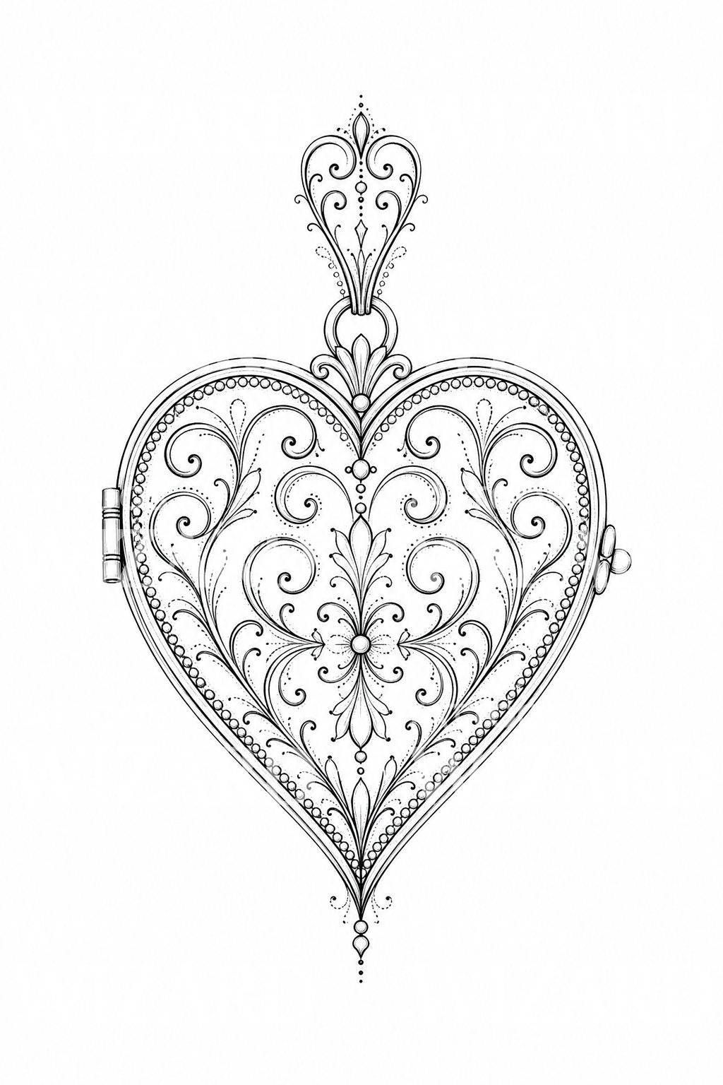 Filigree Heart Locket Tattoo Design