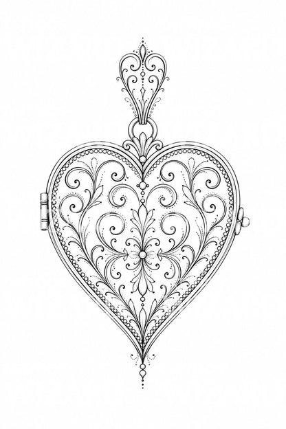 Filigree Heart Locket Tattoo Design