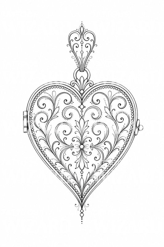 Filigree Heart Locket Tattoo Design
