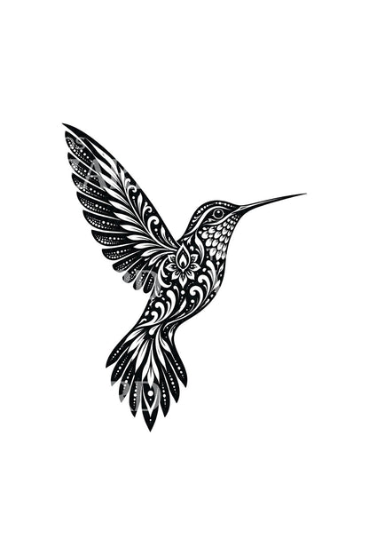 Filigraaninen kolibri irtiottona tatuointiin