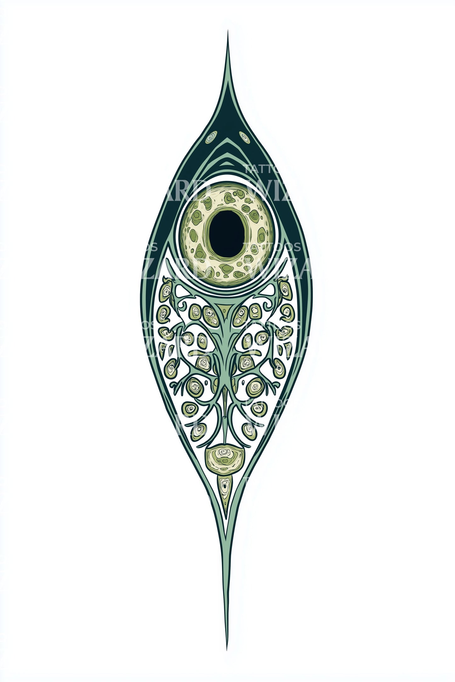 Filigree Leaf Diatom Tattoo Illustration