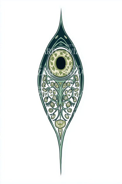 Filigree Leaf Diatom Tattoo Illustration