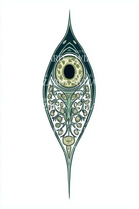 Filigree Leaf Diatom Tattoo Illustration