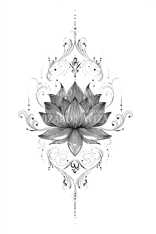 镂空莲花蕾丝纹身插图