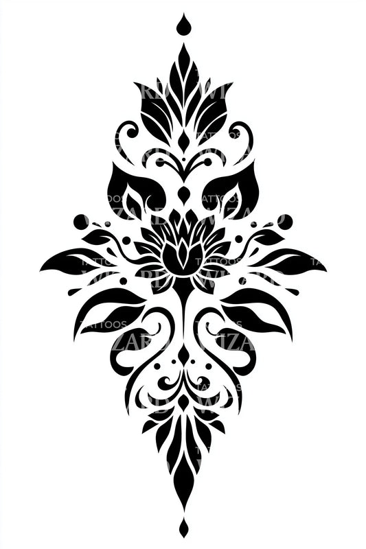 Filigree Lotus Spire Tattoo Illustration