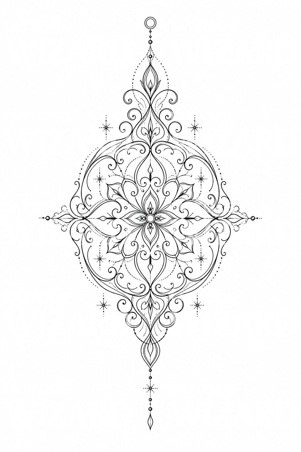 Filigree Pendant Mandala Tattoo Design