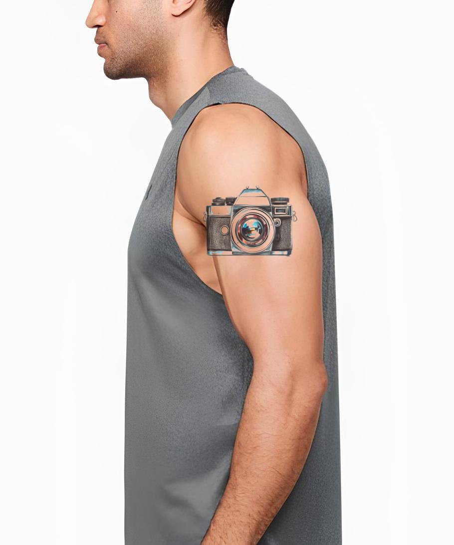 Desenho de Tatuagem de Câmera de Filme Vintage