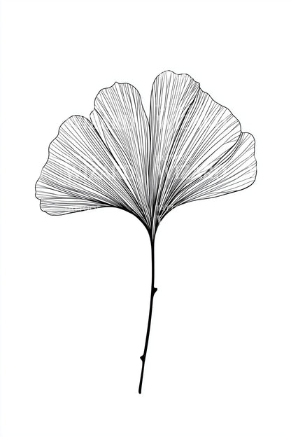 Fine Ginkgo Fan Tattoo Design