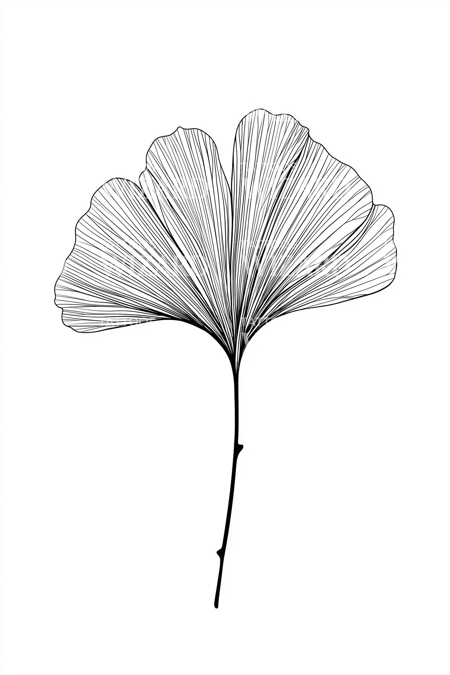 Fine Ginkgo Fan Tattoo Design