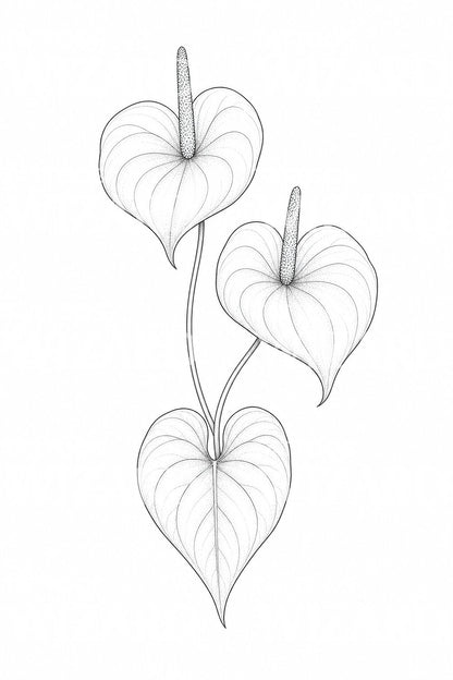 Fine Line Anthurium Tattoo Idea