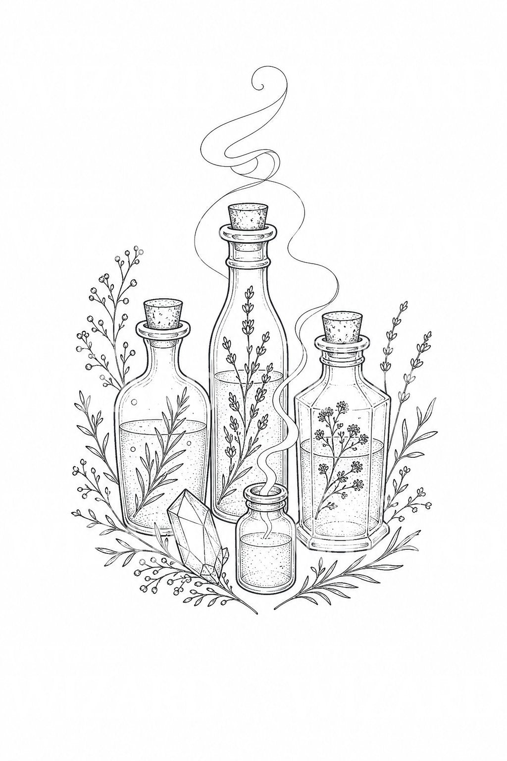 Fine Line Apothecary Bottles Tattoo Design