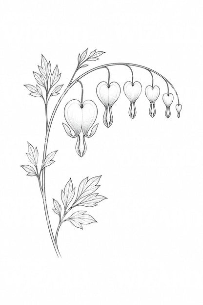 Fine Line Bleeding Heart Tattoo Design