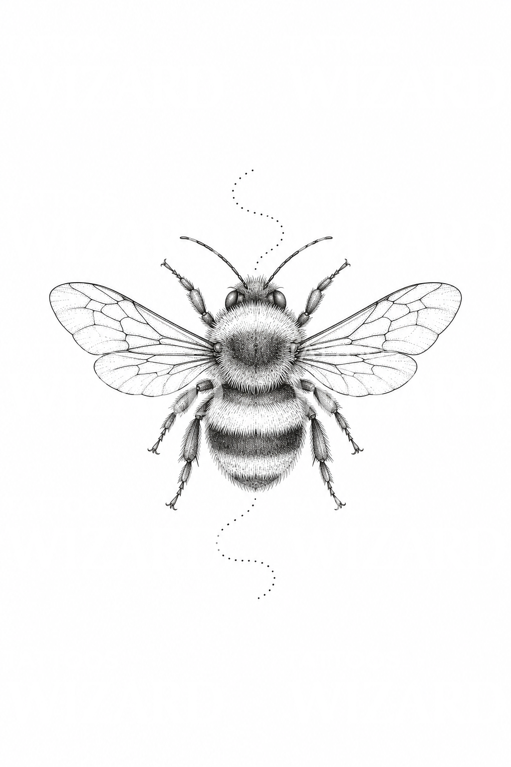 Fine Line Bumblebee from Above Tattoo Idea