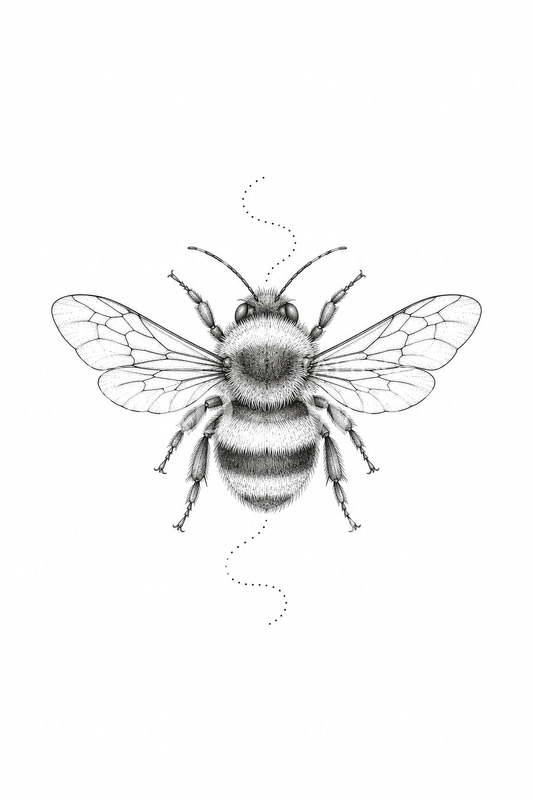 Fine Line Bumblebee from Above Tattoo Idea