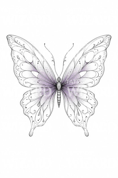 Fine Line Butterfly Tattoo Design