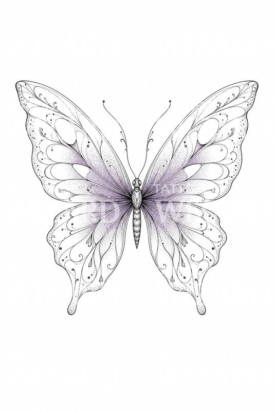 Fijnlijn Vlinder Tattoo-ontwerp